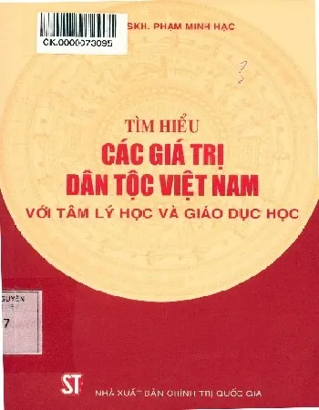 Ảnh bìa của Sách Tìm hiểu các giá trị dân tộc Việt Nam với tâm lý học và giáo dục học