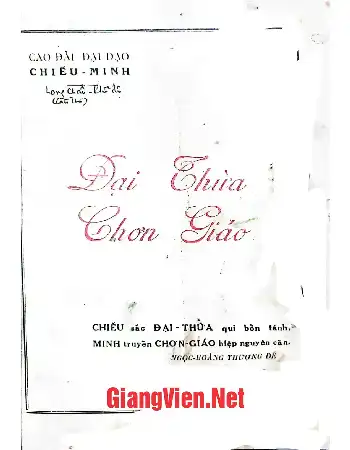 Ảnh bìa của Đại thừa chơn giáo, Chiếu sắc đại thừa qui bổn tánh. Minh truyền chơn giáo hiệp nguyên căn
