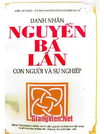 Ảnh bìa của Danh nhân Nguyễn Bá Lần con người và sự nghiệp