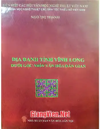 Ảnh bìa của Địa danh tỉnh Vĩnh Long dưới góc nhìn văn hóa dân gian