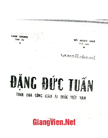 Ảnh bìa của Đặng Đức Tuấn tinh hoa Công giáo ái quốc Việt Nam