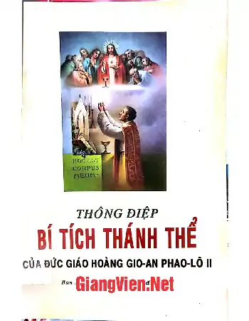 Ảnh bìa của Thông điệp bí tích thánh thể của Đức Giáo hoàng Gioan Phao lô II