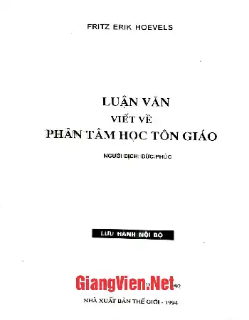 Ảnh bìa của Luận văn viết về Phân tâm học Tôn giáo