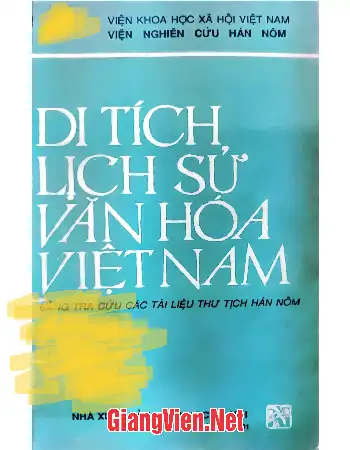 Ảnh bìa của Di tích lịch sử văn hoá Việt Nam, Bảng tra tư liệu thư tịch Hán nôm