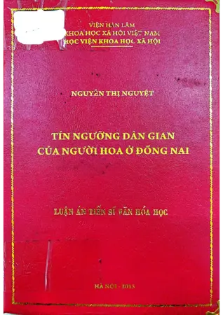 Ảnh bìa của Tín ngưỡng dân gian của người Hoa ở Đồng Nai Luận án Tiến sỹ Văn hóa học