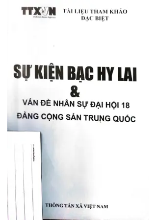 Ảnh bìa của Sự kiện Bạc Hy Lai và vấn đề nhân sự đại hội 18 Đảng Cộng sản Trung Quốc