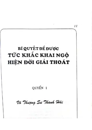 Ảnh bìa của Bí quyết để được tức khắc khai ngộ hiện đời giải thoát quyển 1
