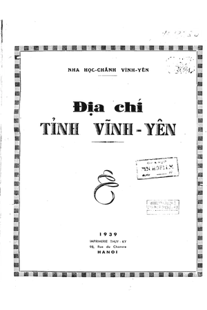 Ảnh bìa của Địa chí tỉnh Vĩnh Yên