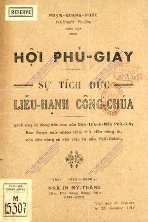 Ảnh bìa của Hội Phủ Giày sự tích Đức Liễu Hạnh công chúa