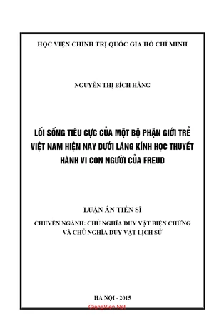 Ảnh bìa của Lối sống tiêu cực của một số bộ phận giới trẻ Việt Nam hiện nay dưới lăng kính học thuyết hành vi con người của Freud