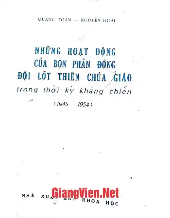 Những hoạt động của bọn phản động đội lốt Thiên Chúa giáo trong cuộc kháng chiến, 1945 -1954