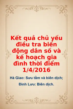 Kết quả chủ yếu điều tra biến động dân số và kế hoạch gia đình thời điểm 142016