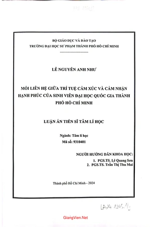 Mối liên hệ giữa trí tuệ cảm xúc và cảm nhận hạnh phúc của sinh viên Đại học quốc gia Thành phố Hồ Chí Minh
