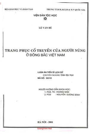 Trang phục cổ truyền của người Nùng ở Đông Bắc Việt Nam