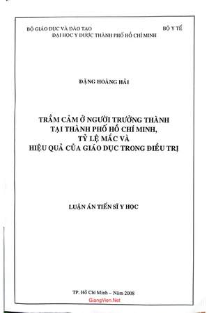 Trầm cảm ở người trưởng thành tại thành phố Hồ Chí Minh tỷ lệ mắc và hiệu quả của giáo dục trong điều trị