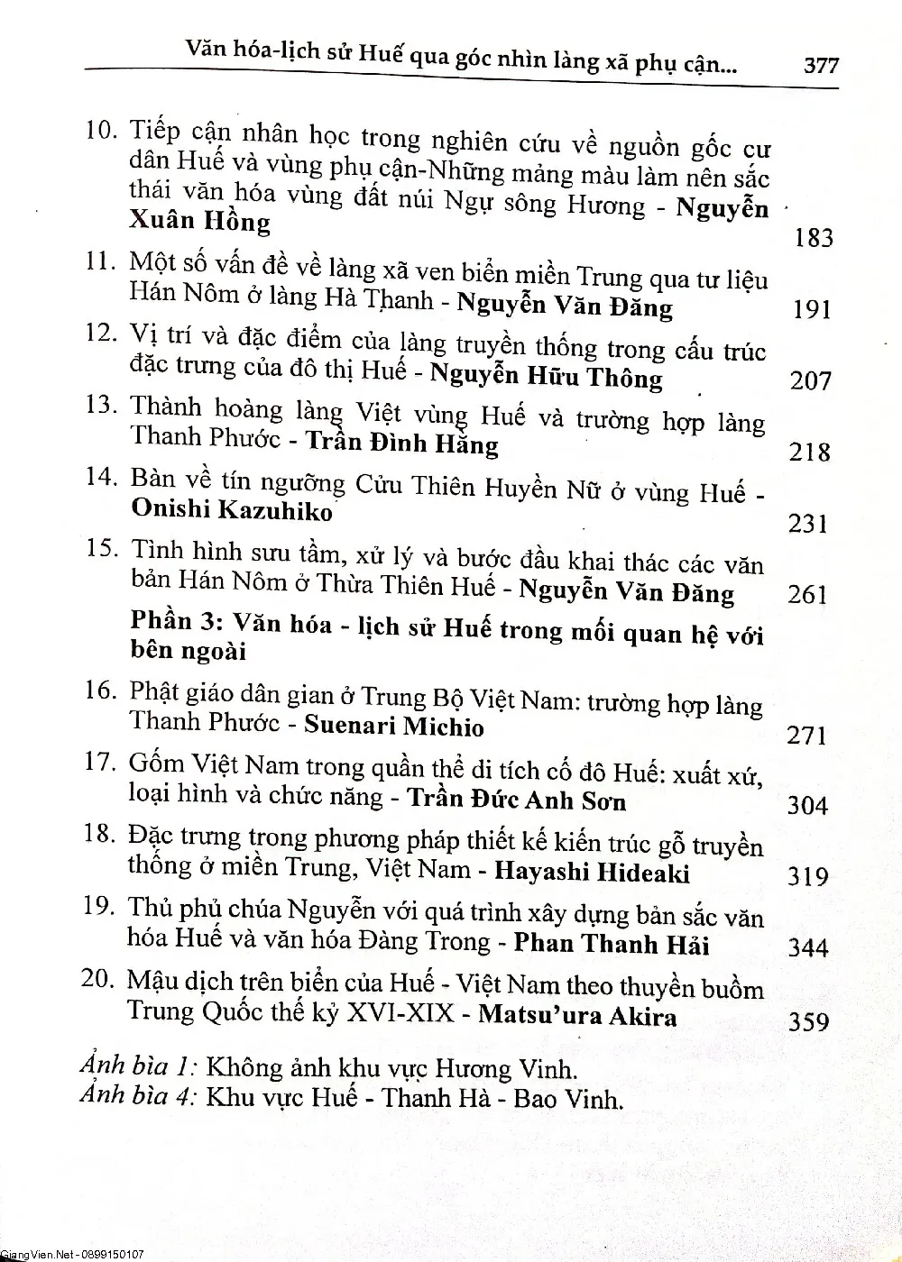 Mục lục chi tiết trang 2 sách Văn hóa - lịch sử Huế qua góc nhìn làng xã phụ cận và quan hệ với bên ngoài