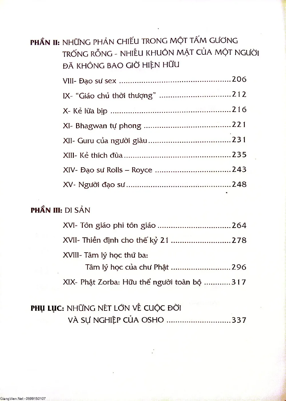 Mục lục chi tiết trang 2 sách Cuộc đời luận sư Rajneesh Chandra