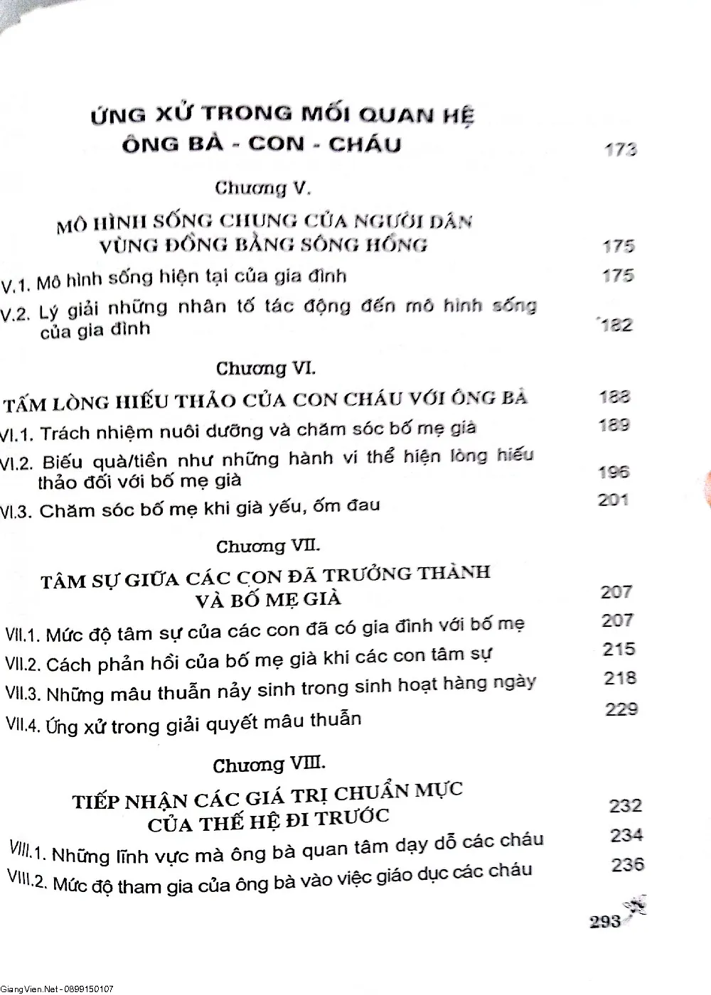Mục lục chi tiết trang 3 sách Ứng xử của người dân vùng đồng bằng sông Hồng trong gia đình