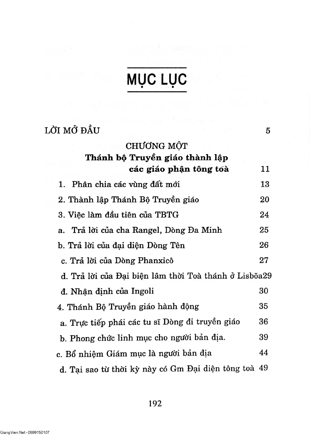 Mục lục chi tiết trang 1 sách Hai giám mục  đầu tiên tại Việt Nam