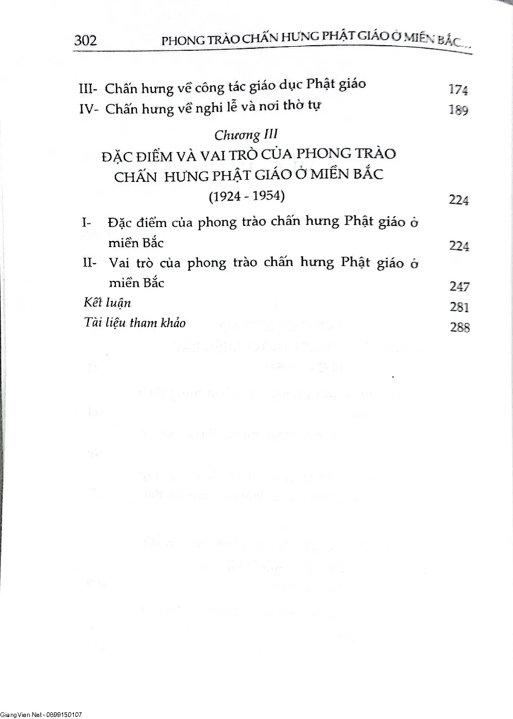 Mục lục chi tiết trang 2 sách Phong trào chấn hưng Phật giáo ở Miền Bắc Việt Nam 1924 - 1954