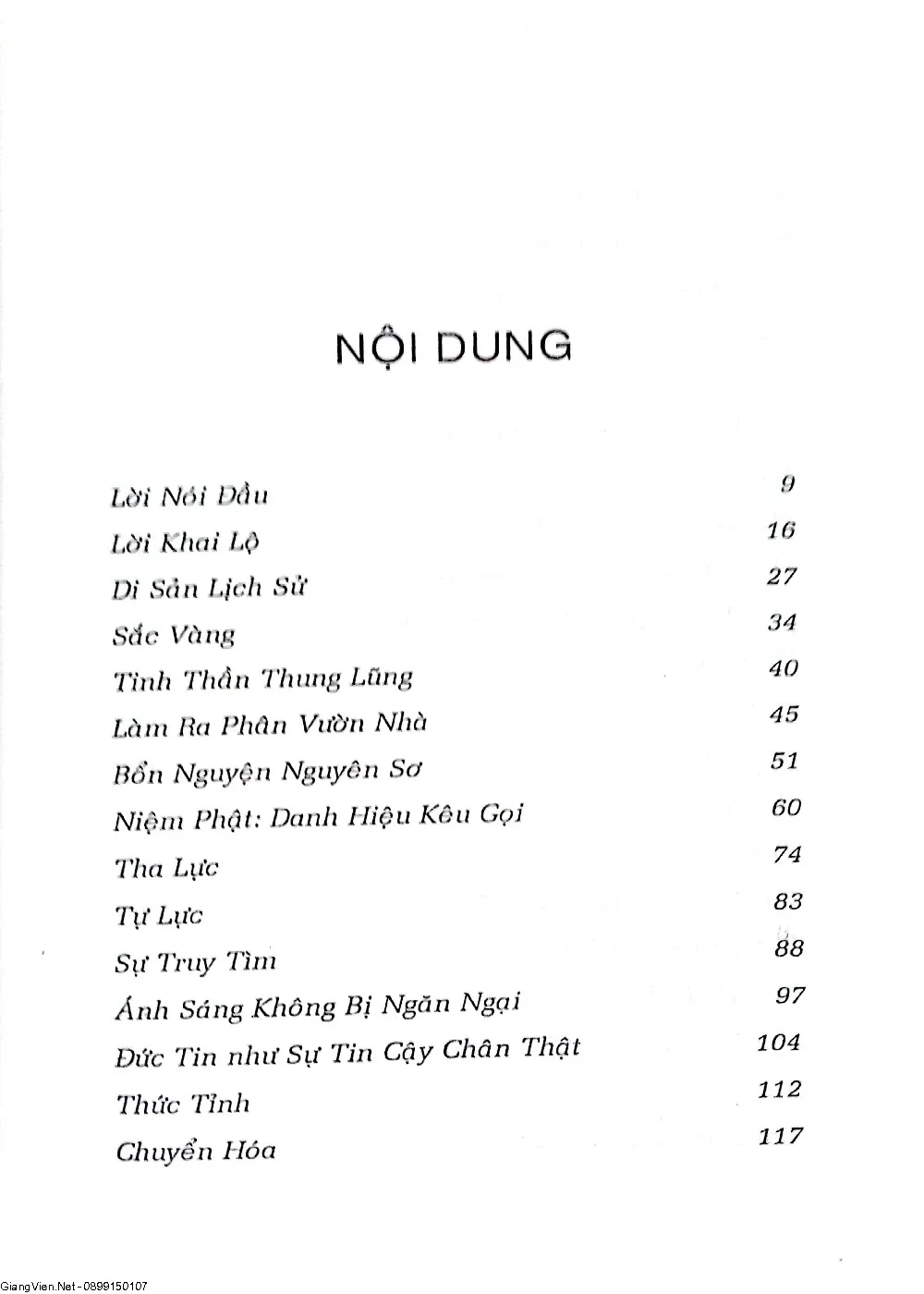 Mục lục chi tiết trang 1 sách Sông lửa, sông nước