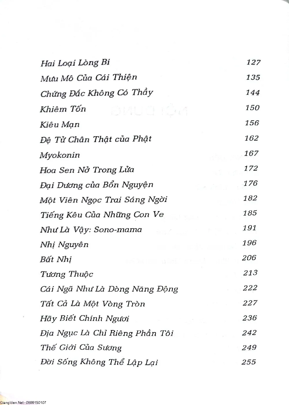 Mục lục chi tiết trang 2 sách Sông lửa, sông nước