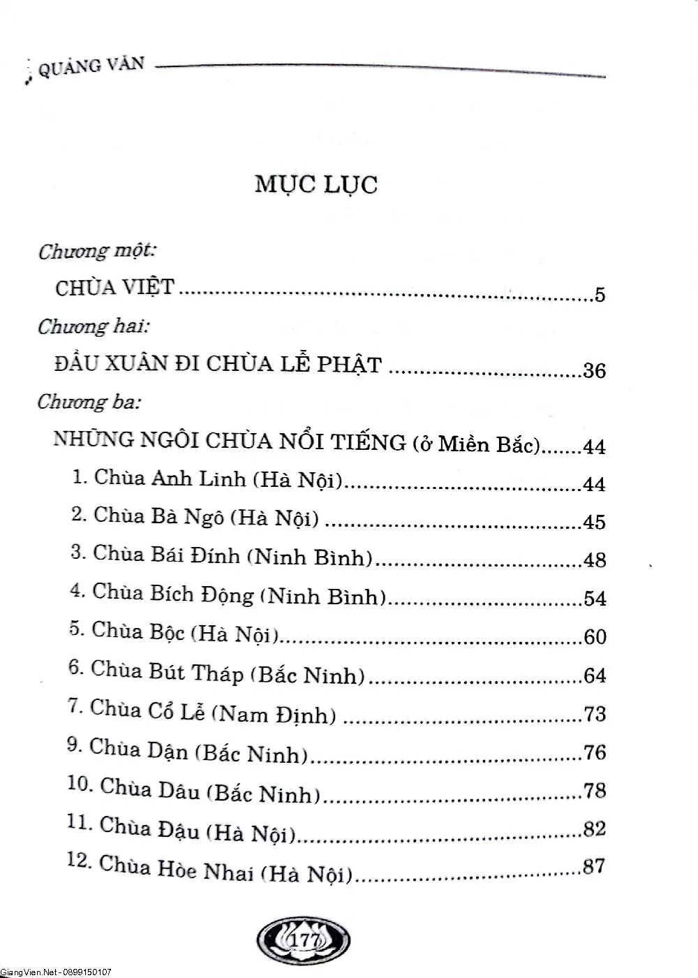 Mục lục chi tiết trang 1 sách Đầu năm đi lễ phật