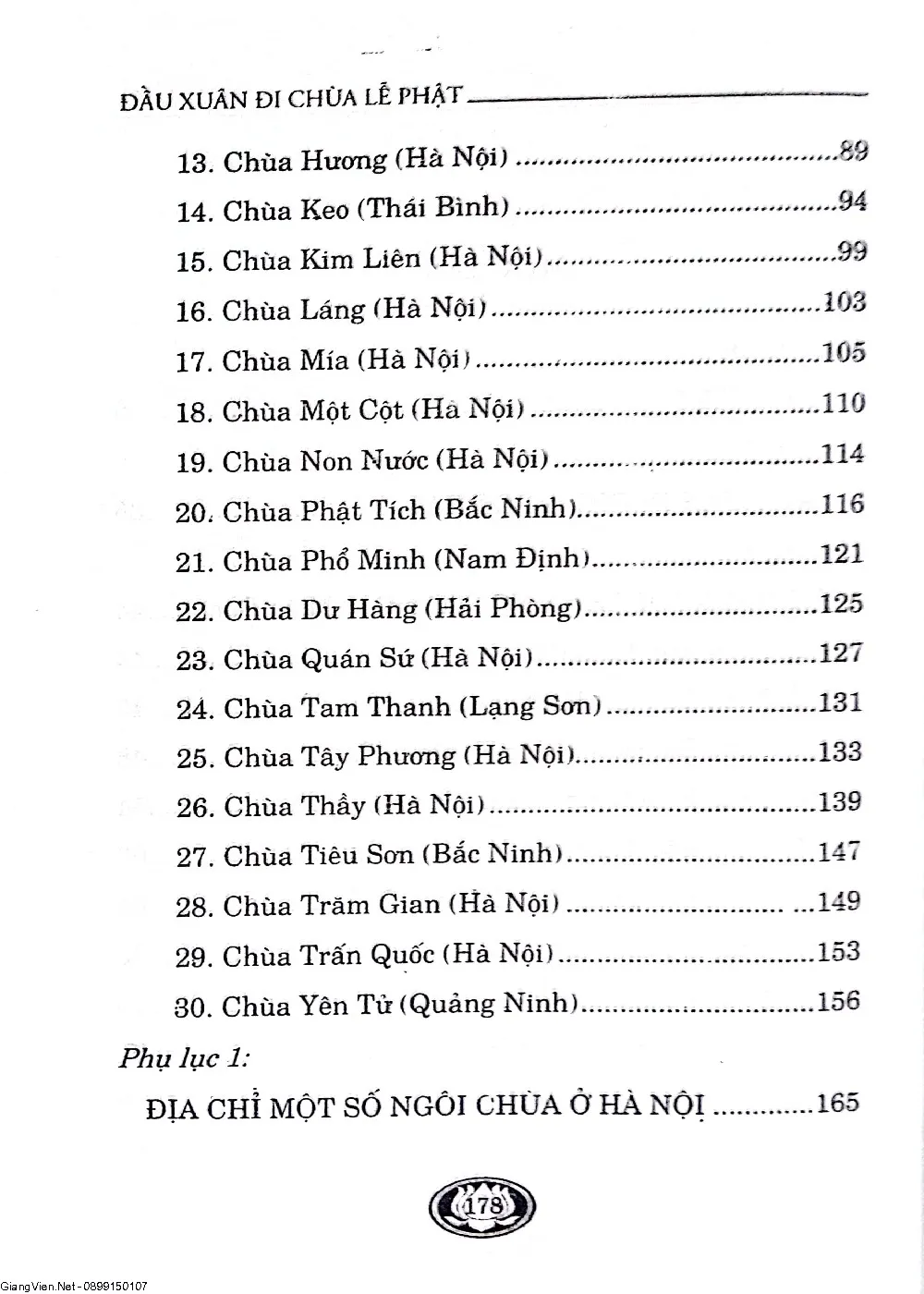Mục lục chi tiết trang 2 sách Đầu năm đi lễ phật
