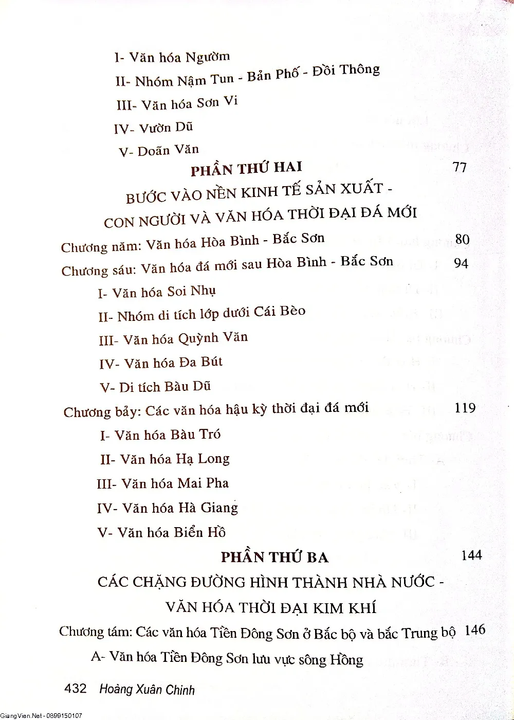 Mục lục chi tiết trang 2 sách Các nền văn hóa cổ Việt Nam (từ thời nguyên đến kỷ 19)