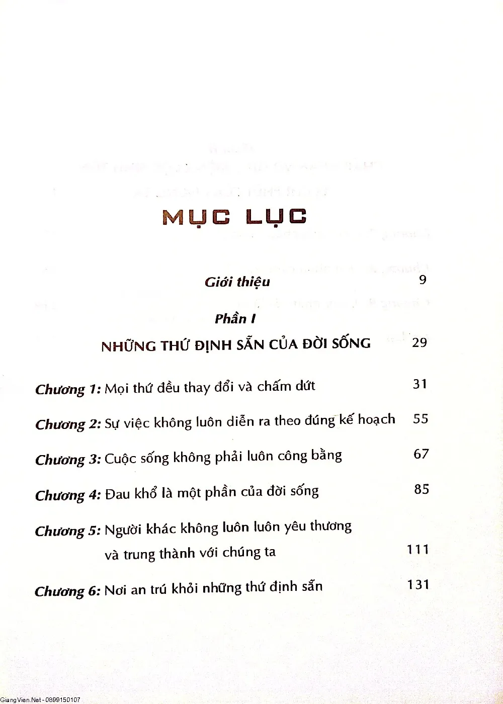 Mục lục chi tiết trang 1 sách 5 sự thật không thể thay đổi