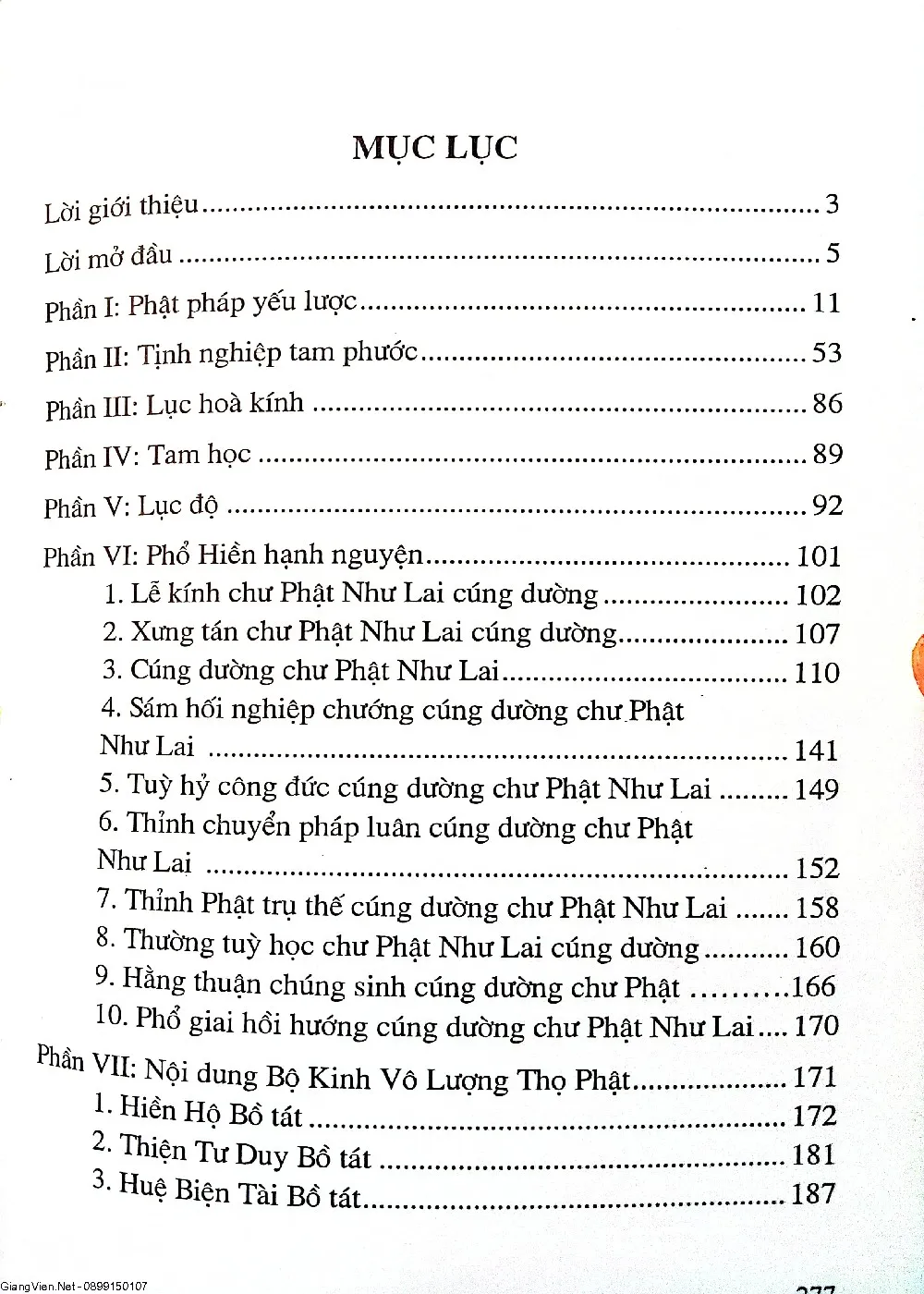 Mục lục chi tiết trang 1 sách Trí tuệ Phật