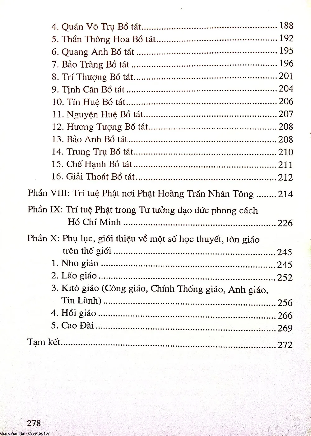 Mục lục chi tiết trang 2 sách Trí tuệ Phật