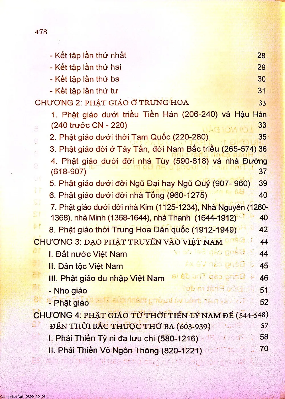 Mục lục chi tiết trang 2 sách Phật giáo Việt Nam (từ khởi nguyên đến 1981)