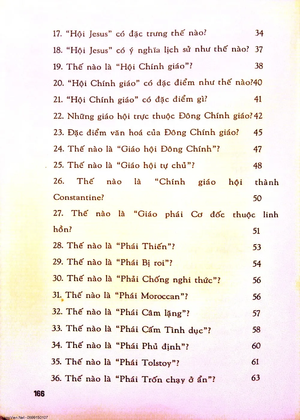 Mục lục chi tiết trang 2 sách Giáo phái (tủ hỏi đáp về đạo Cơ đốc)