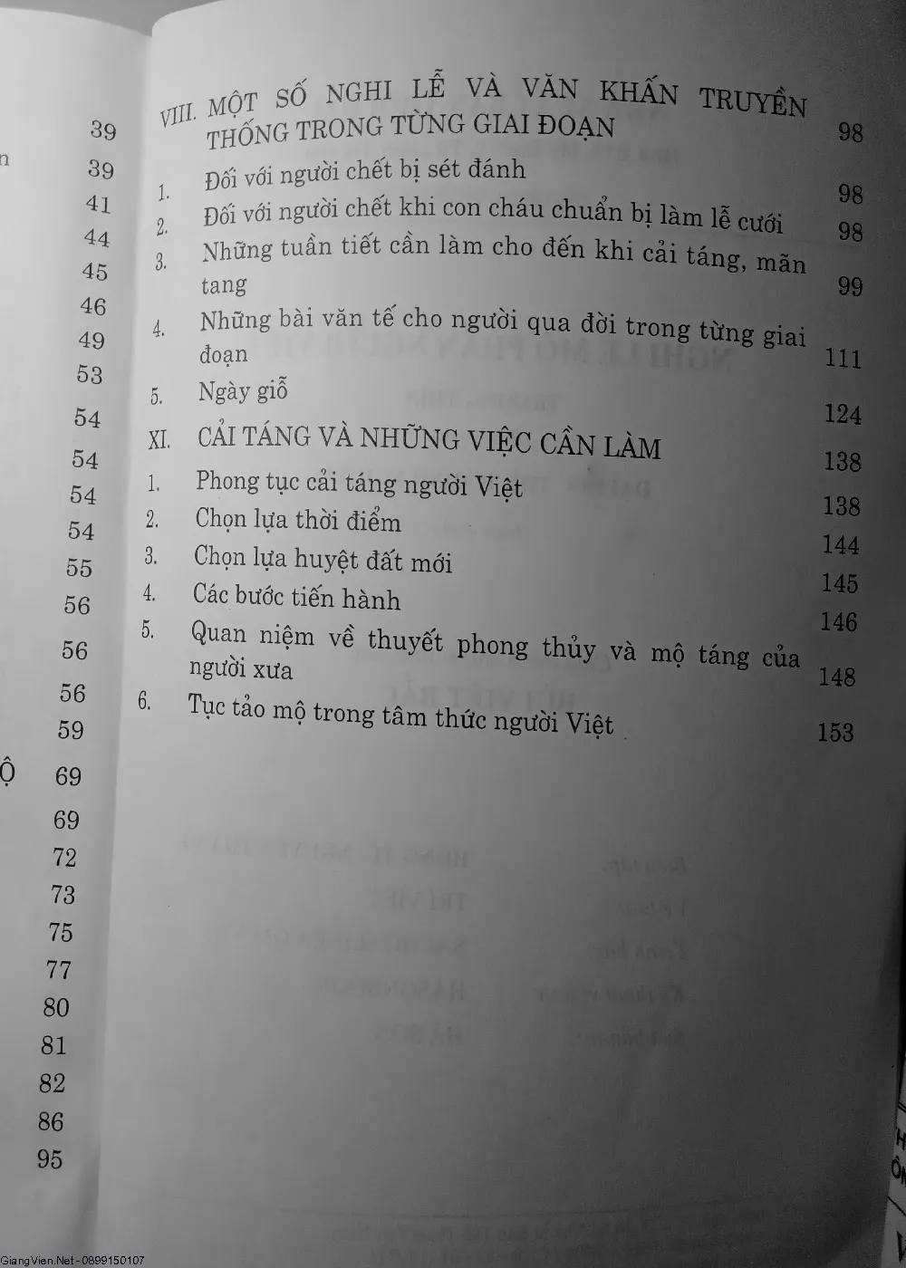 Mục lục chi tiết trang 3 sách Nghi lễ, mộ phần người Việt