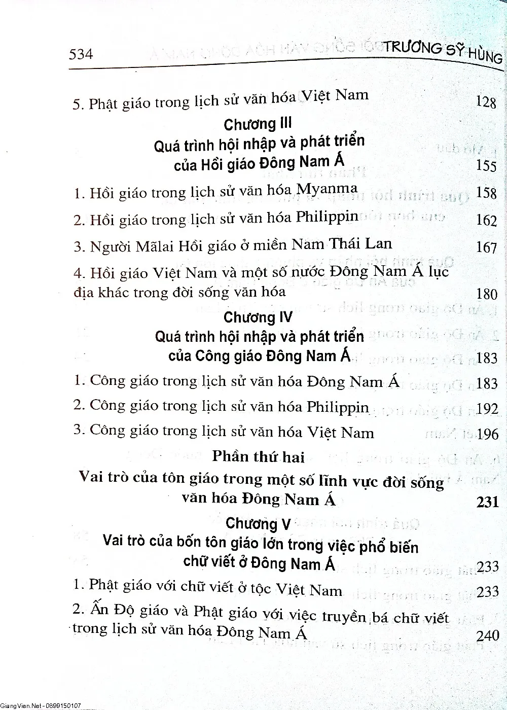 Mục lục chi tiết trang 2 sách Tôn giáo trong đời sống văn hóa Đông Nam Á