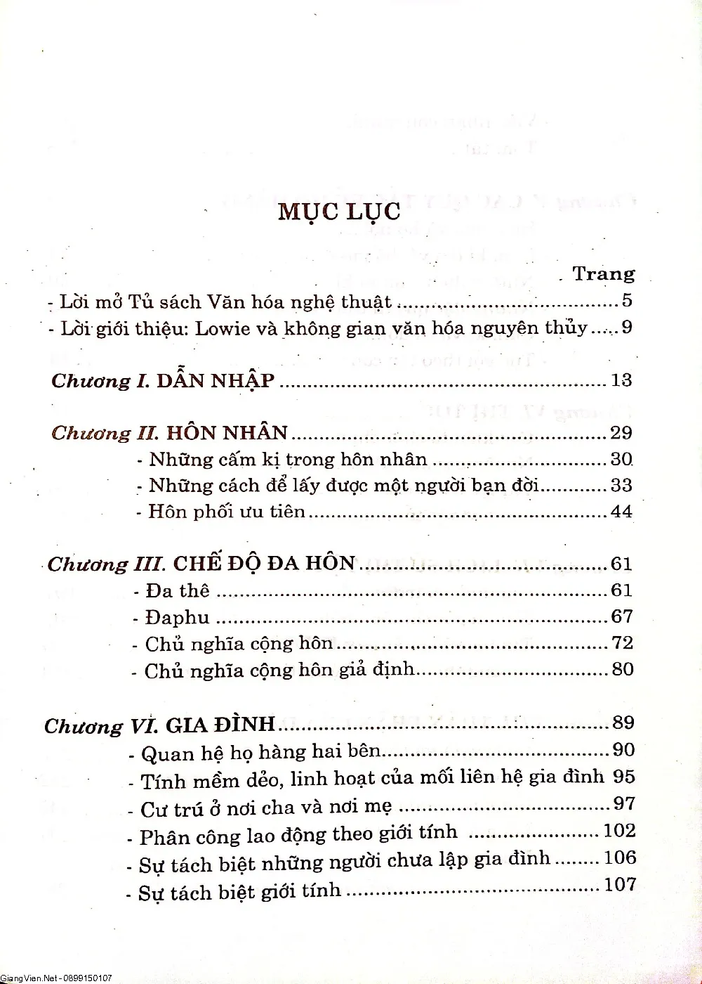 Mục lục chi tiết trang 1 sách Không gian văn hóa nguyên thủy (nhìn theo lý thuyết chức năng)