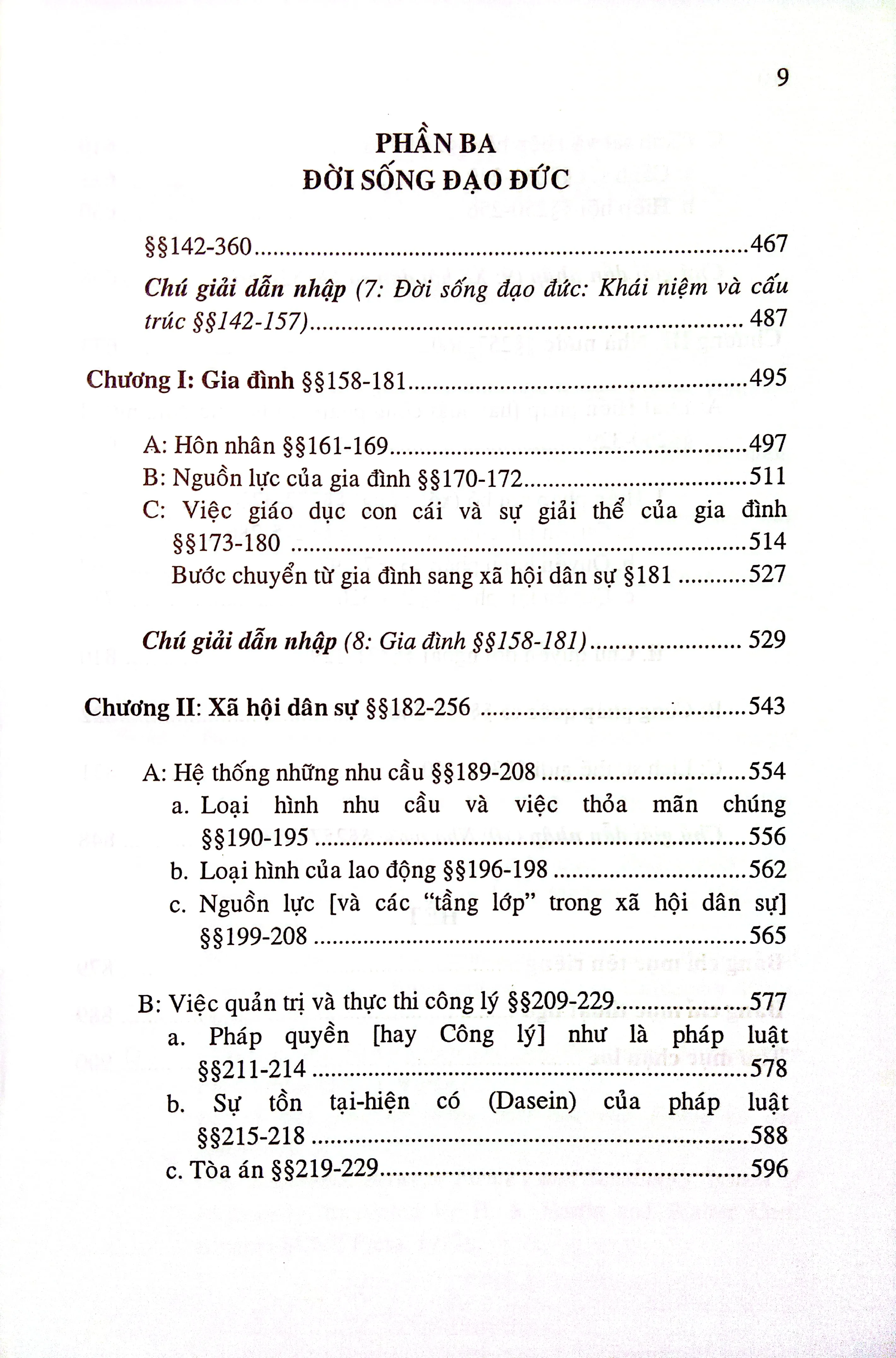 Mục lục chi tiết trang 3 sách Các nguyên lý của triết học pháp quyền hay Đại cương pháp quyền tự nhiên và khoa học về nhà nước
