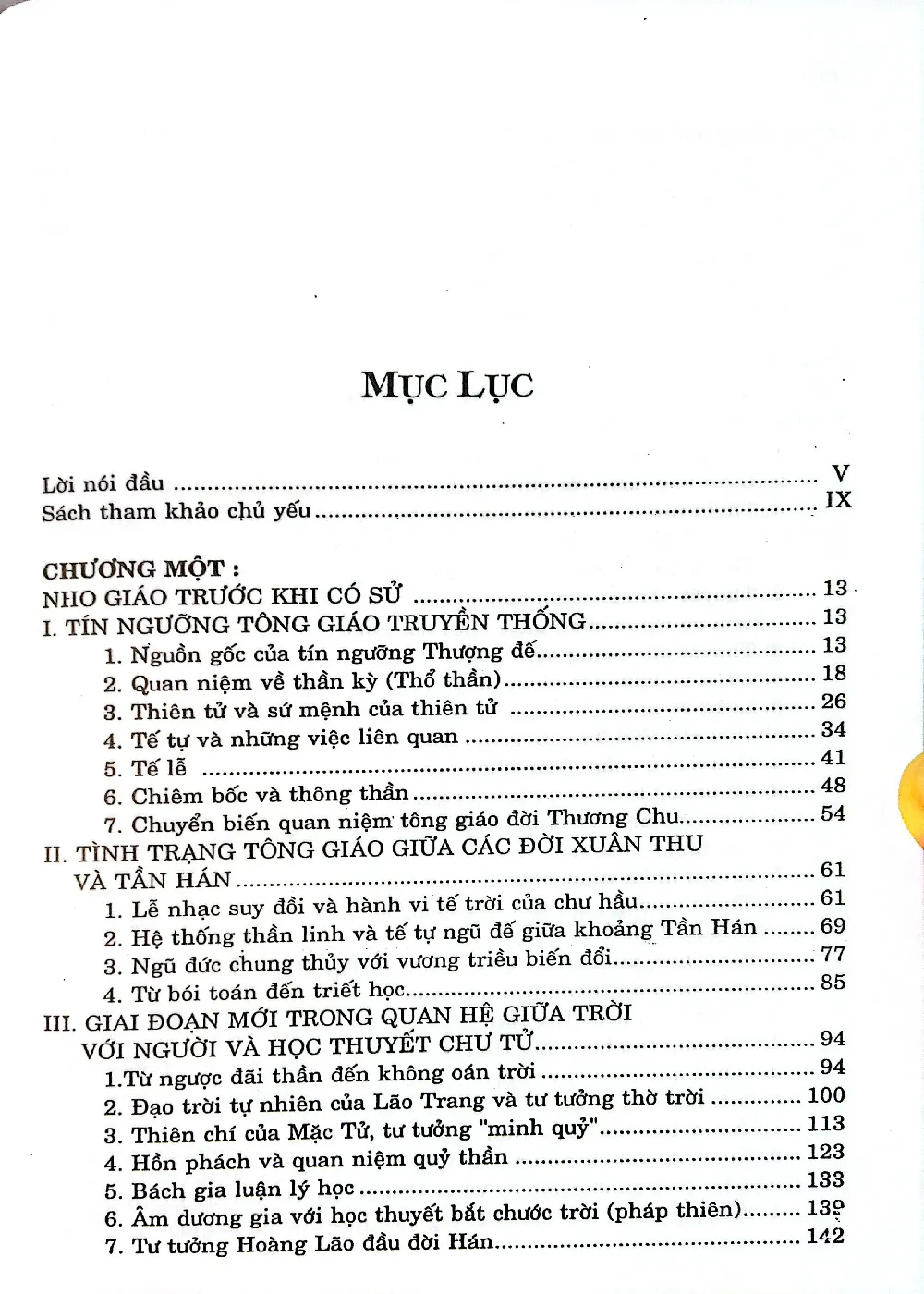 Mục lục chi tiết trang 1 sách Nho giáo Trung Quốc