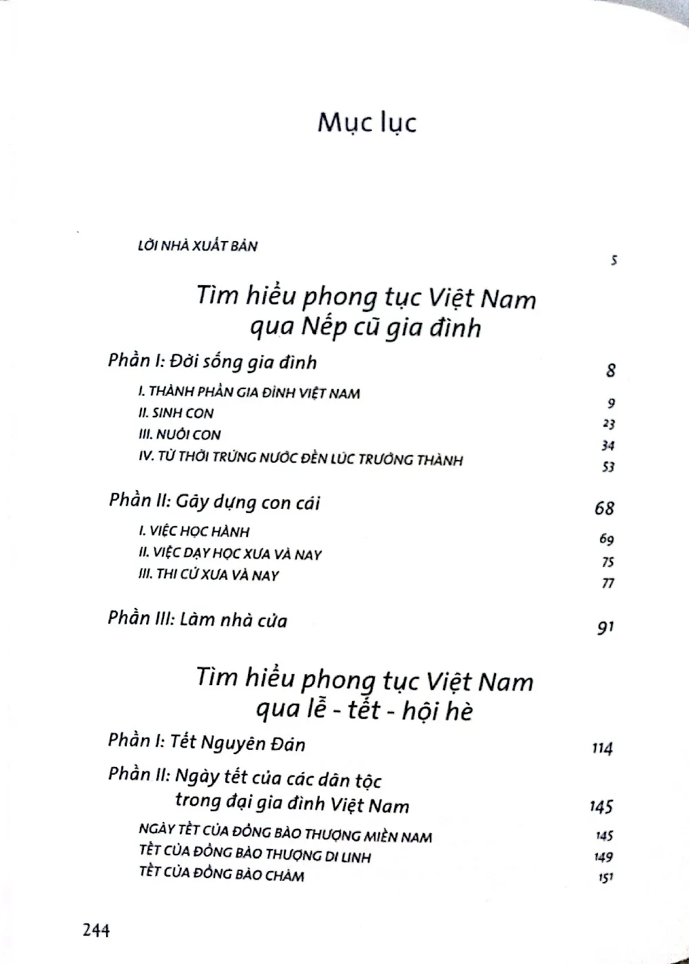 Mục lục chi tiết trang 1 sách Nếp cũ, tìm hiểu phong tục Việt Nam qua nếp cũ gia đình và lễ - tết - hội hè
