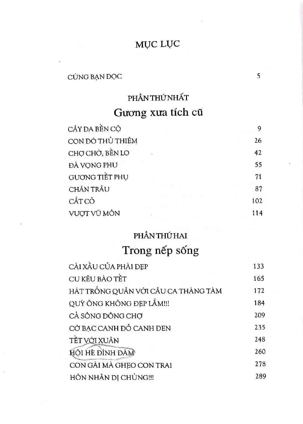 Mục lục chi tiết trang 1 sách Nếp cũ, hương nước hồn quê
