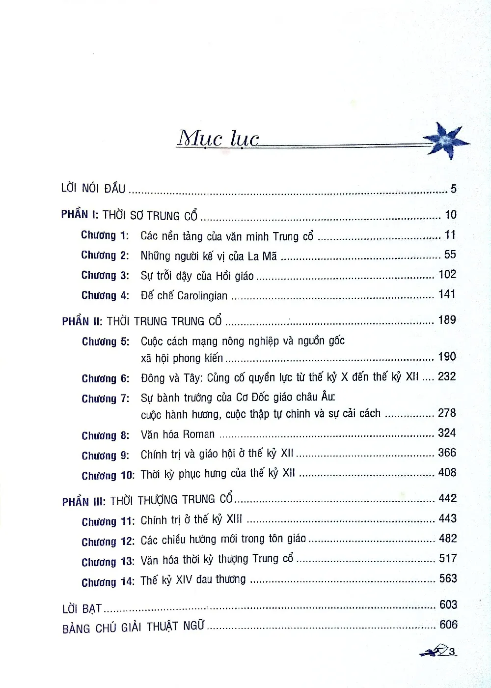 Mục lục chi tiết trang 1 sách Văn minh Trung cổ