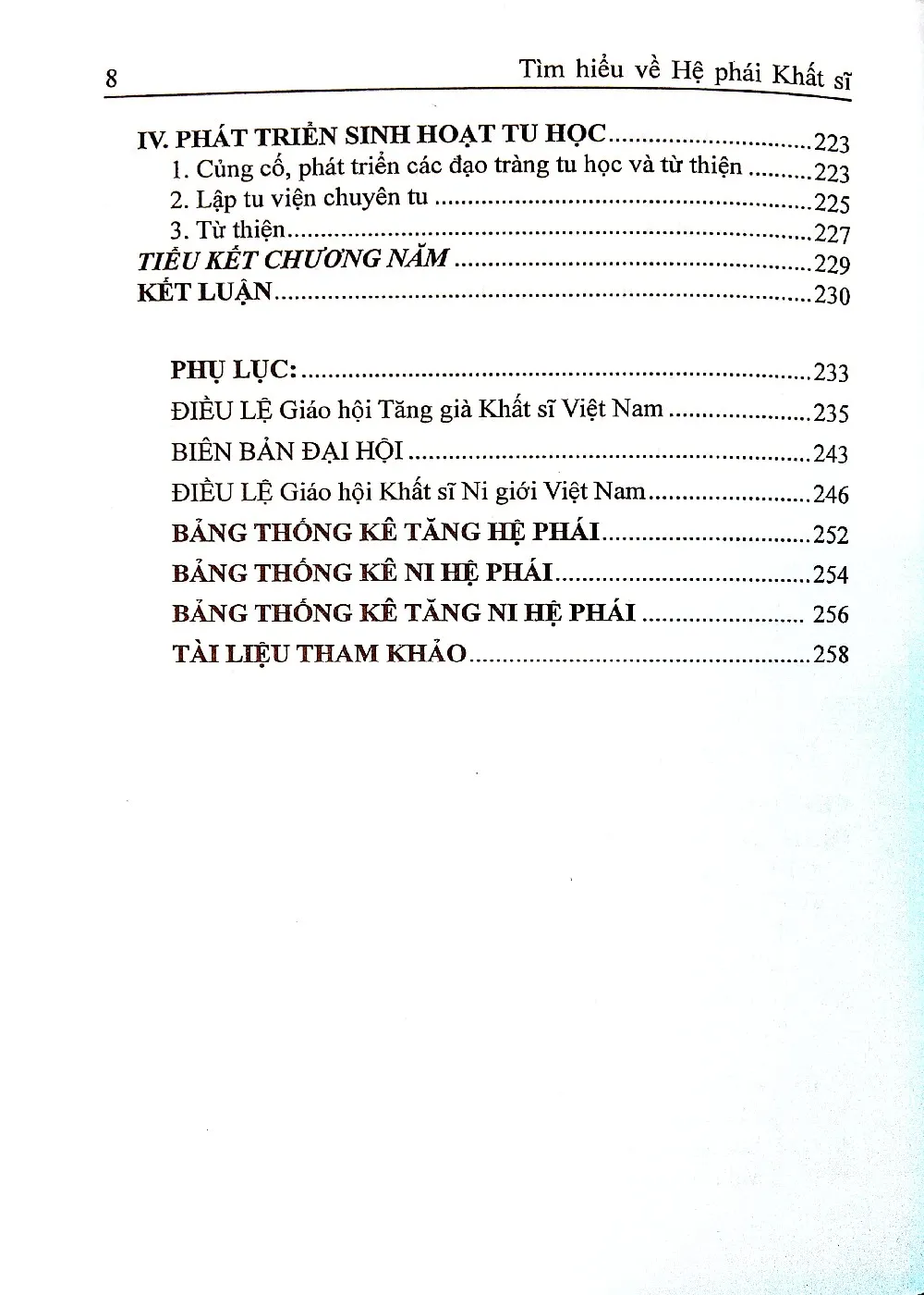 Nội dung trang phụ bản giới thiệu sách Tìm hiểu về Hệ phái Khất sĩ