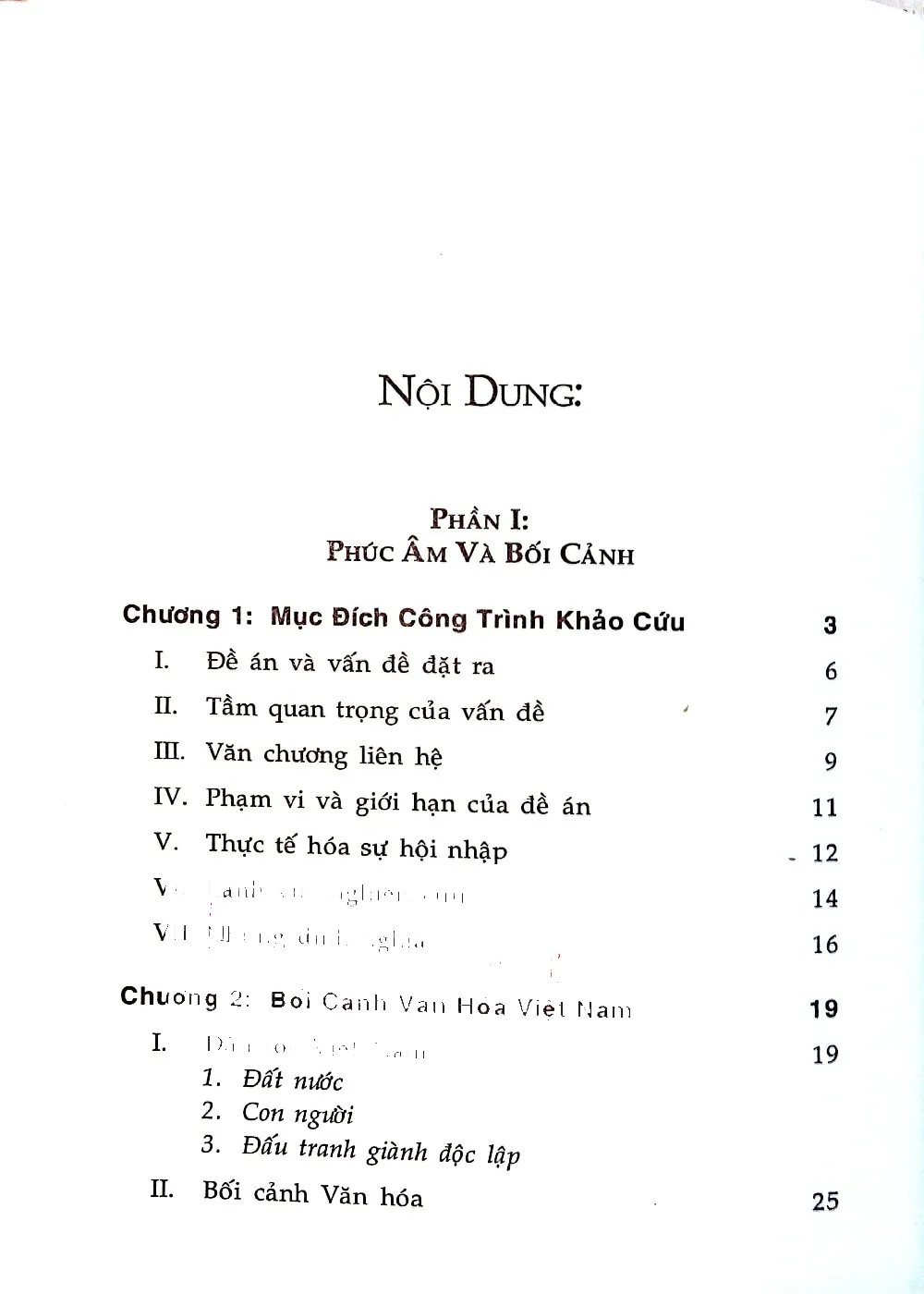 Mục lục chi tiết trang 1 sách Phúc âm và văn hóa, một khảo cứu về Thần học bối cảnh