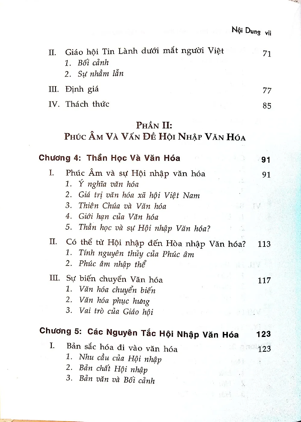 Mục lục chi tiết trang 3 sách Phúc âm và văn hóa, một khảo cứu về Thần học bối cảnh