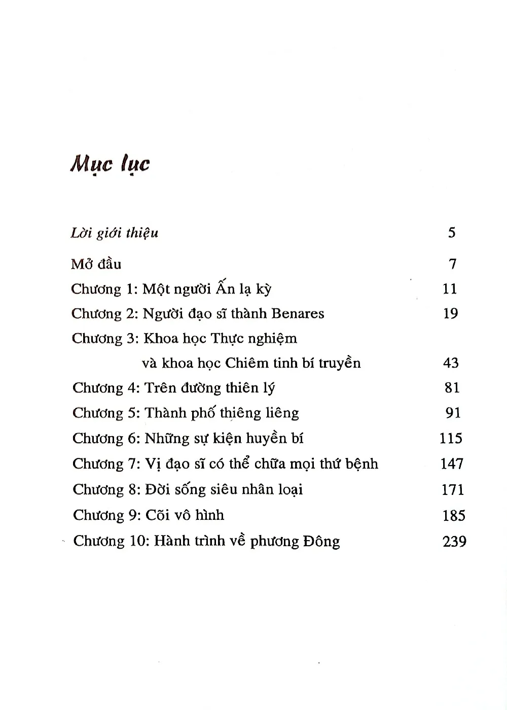 Mục lục chi tiết trang 1 sách Hành trình về phương Đông