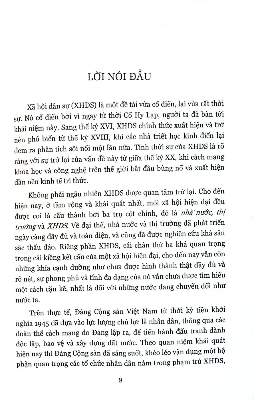 Nội dung trang phụ bản giới thiệu sách Xã hội dân sự một số vấn đề chọn lọc