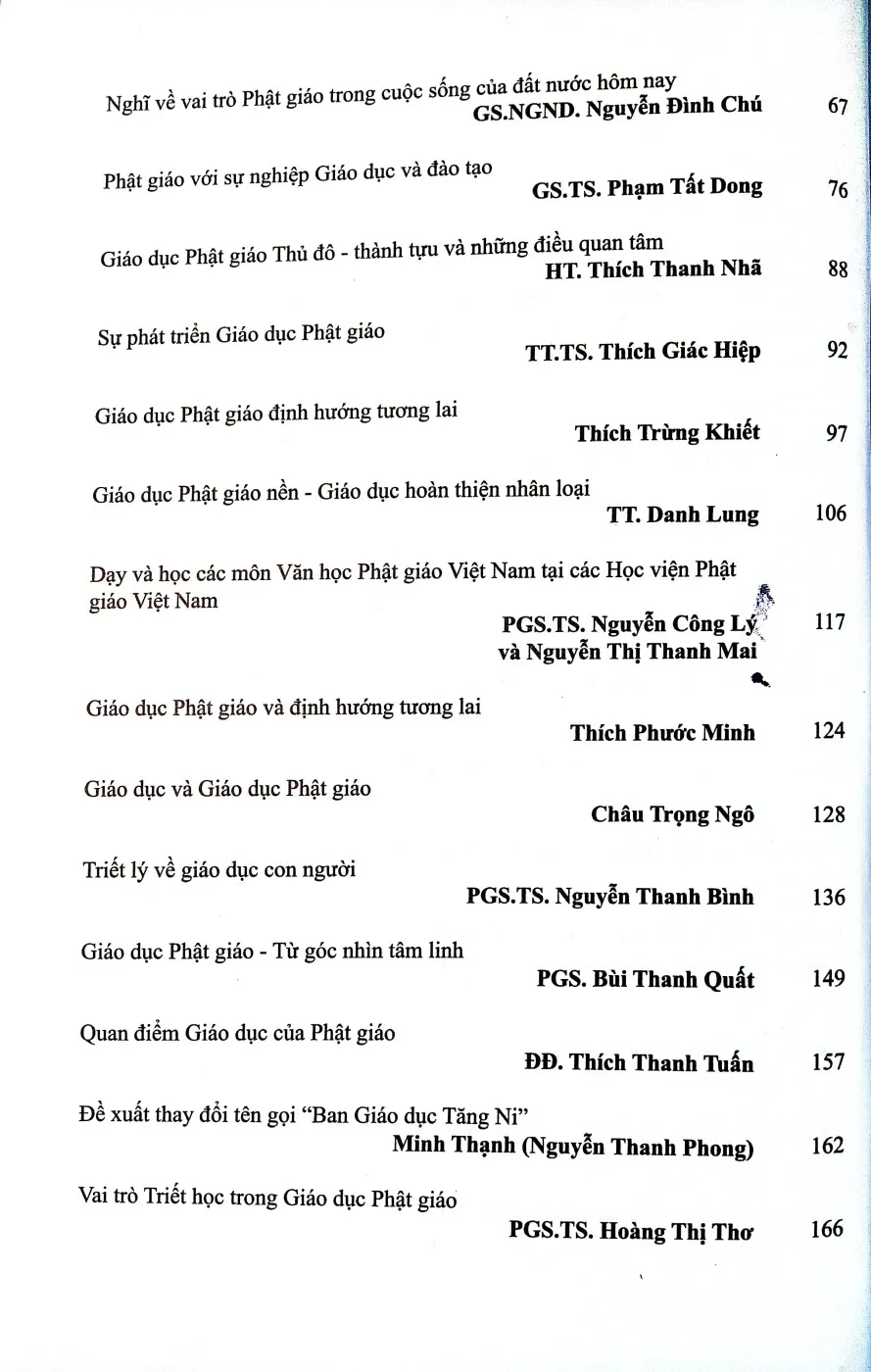 Mục lục chi tiết trang 2 sách Giáo dục Phật giáo Việt Nam định hướng và phát triển