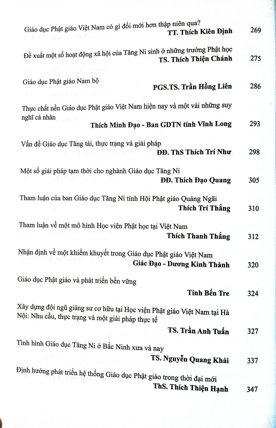 Nội dung trang phụ bản giới thiệu sách Giáo dục Phật giáo Việt Nam định hướng và phát triển