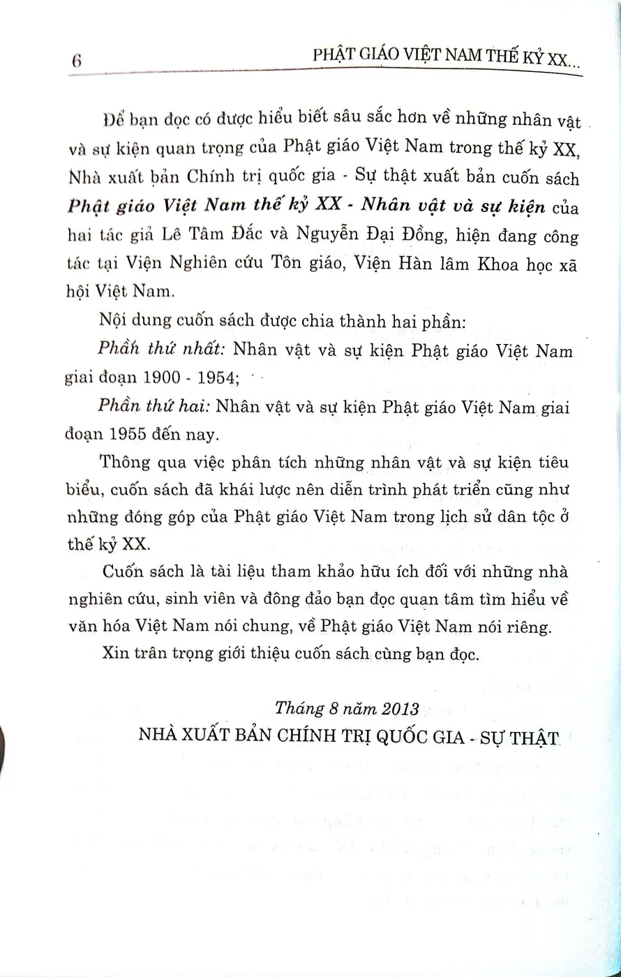 Nội dung mục lục và hình ảnh sách Phật giáo Việt Nam thế kỷ XX nhân vật và sự kiện - Trang 7